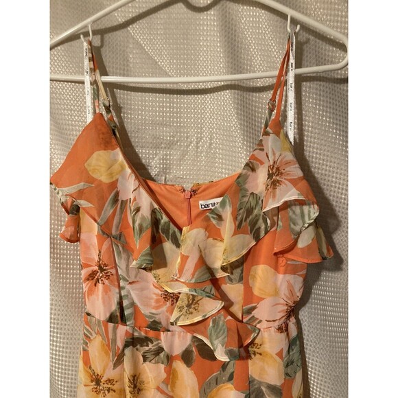 Bar III Women's Orange Yellow Green Dress Floral Ruffle Sleeveless Size XS New - Picture 6 of 12